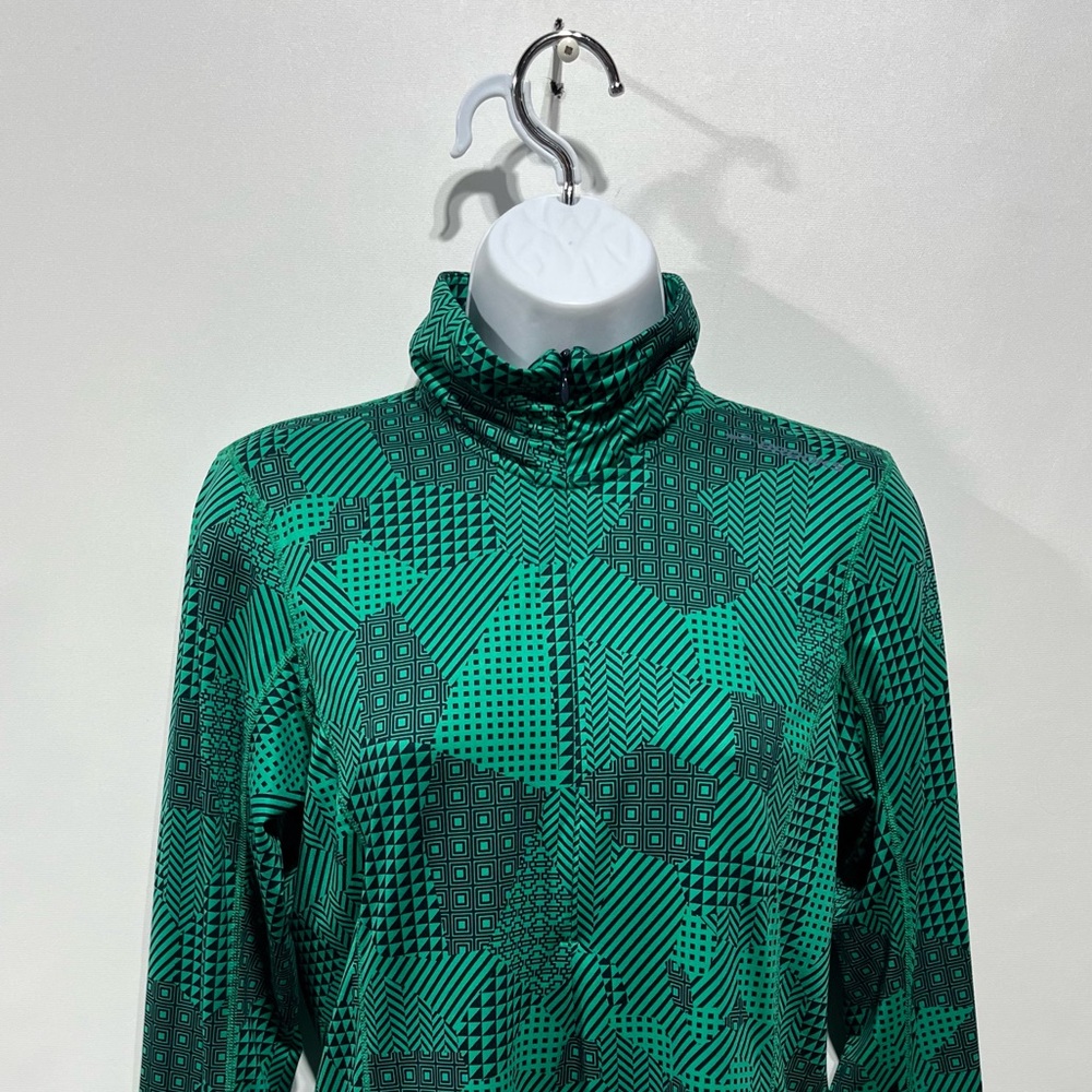 Brooks Run Happy Green Geometric Patterned Quarter Zip Women’s Size Small - Picture 2 of 7